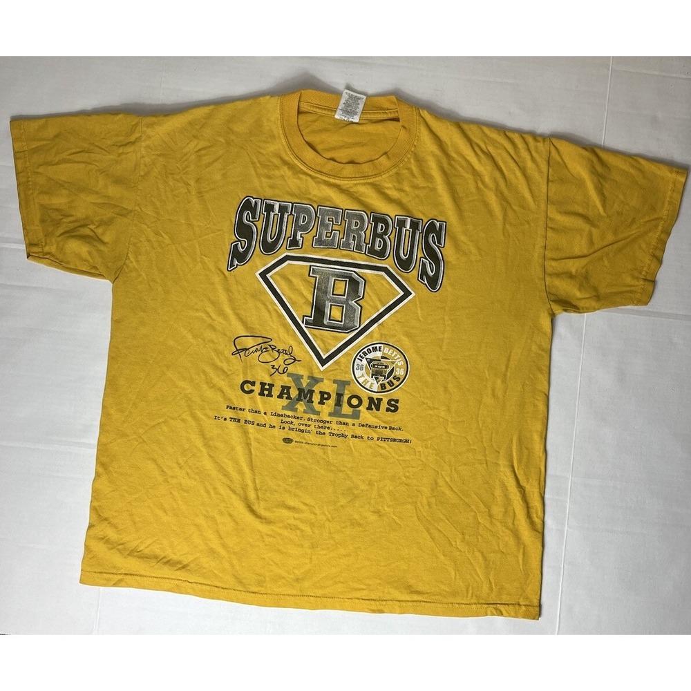 Y2K Jerzees NFL Pittsburgh  Steelers Jerome Bettis Superbus Men's XL Gold‎ Shirt